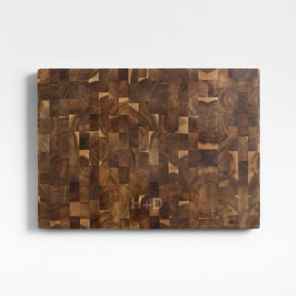 Crate & Barrel Rectangular Acacia End-Grain Cutting Board