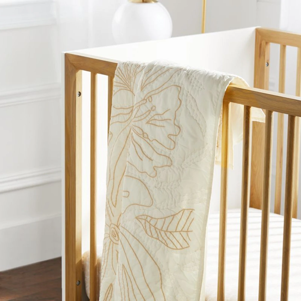 Ellsworth Organic White Floral Baby Crib Quilt