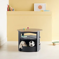 Nesting Charcoal and Grey Wood Kids Play Table, Chairs with Storage and Acrylic Mat Set