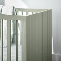 Finn Sage Green Wood Convertible Baby Crib with Toddler Bed Rail
