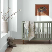Finn Sage Green Wood Convertible Baby Crib with Toddler Bed Rail