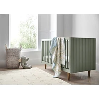 Finn Sage Green Wood Convertible Baby Crib with Toddler Bed Rail