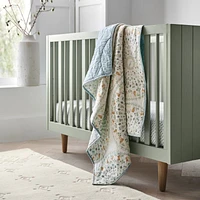 Finn Sage Green Wood Convertible Baby Crib with Toddler Bed Rail