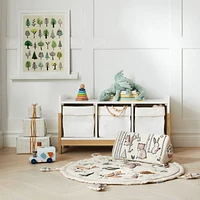 Rue White Wood 3-Cube Low Bookcase