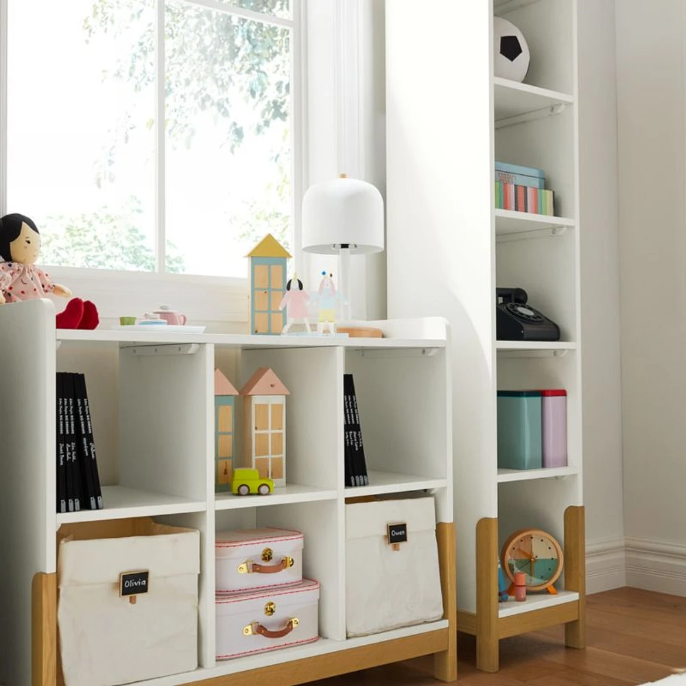 Rue White Wood 3-Cube Low Bookcase