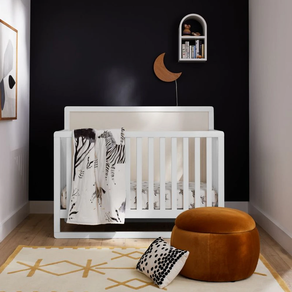Arlyn Two-Tone White Wood Baby Crib