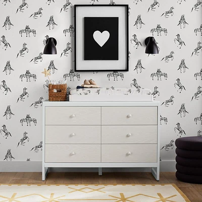 Tempaper Zebras In Love White Peel and Stick Wallpaper