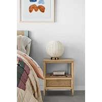 Set of 2 Bodie Natural Oak Wood Kids Nightstand with Drawer