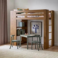 Grayson Barley Brown Wood Kids Storage Loft Bed with Built-In Ladder