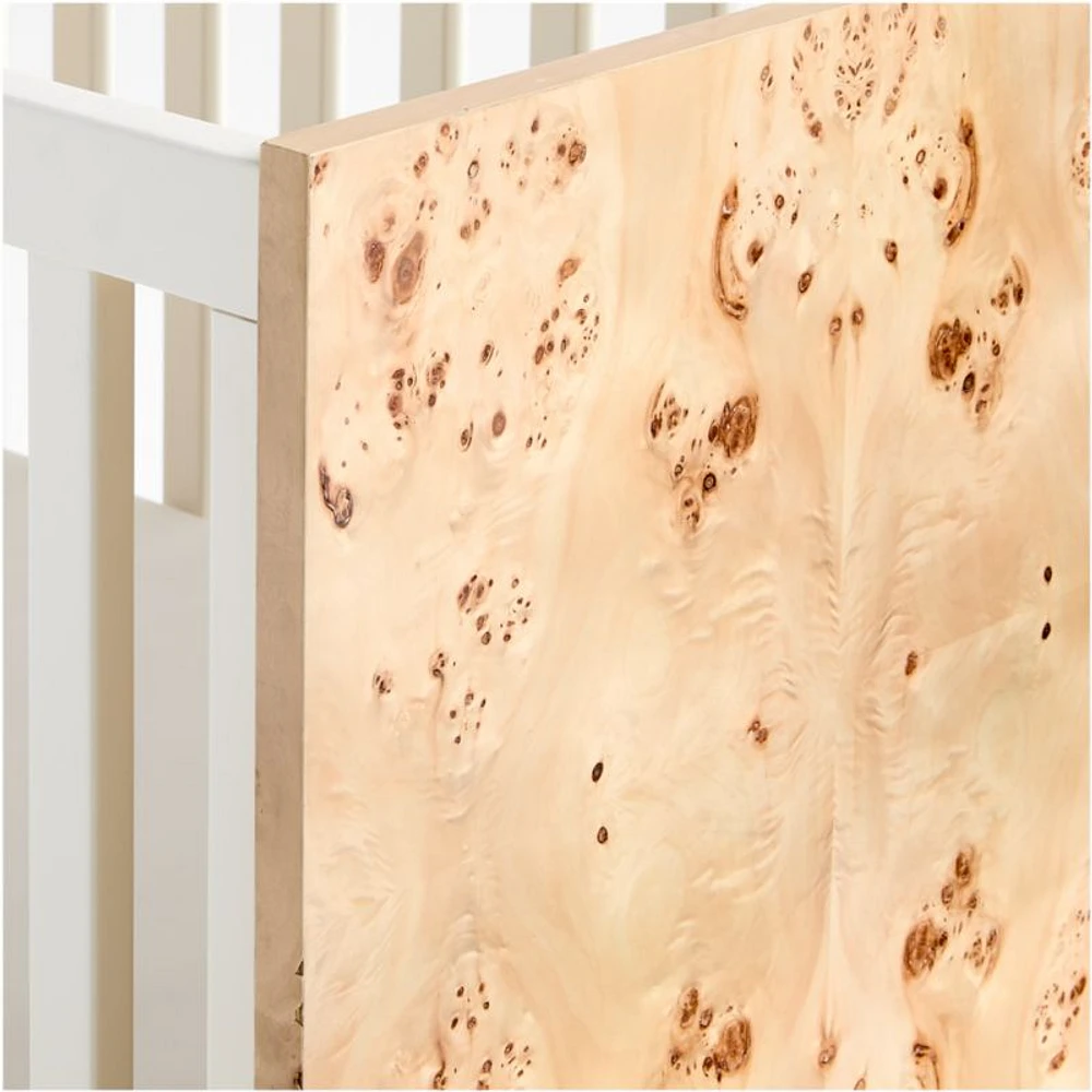 Calli Burlwood and Linen White Convertible Baby Crib
