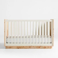 Calli Burlwood and Linen White Convertible Baby Crib