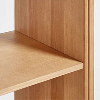 Calypso Natural Elm Wood 72" Storage Media Console with 2 Glass-Door Bases and 2 Modular Hutch Bookcases