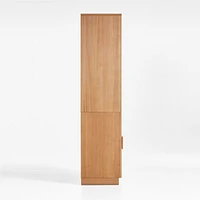 Calypso Natural Elm Wood 72" Storage Media Console with 2 Glass-Door Bases and 2 Modular Hutch Bookcases