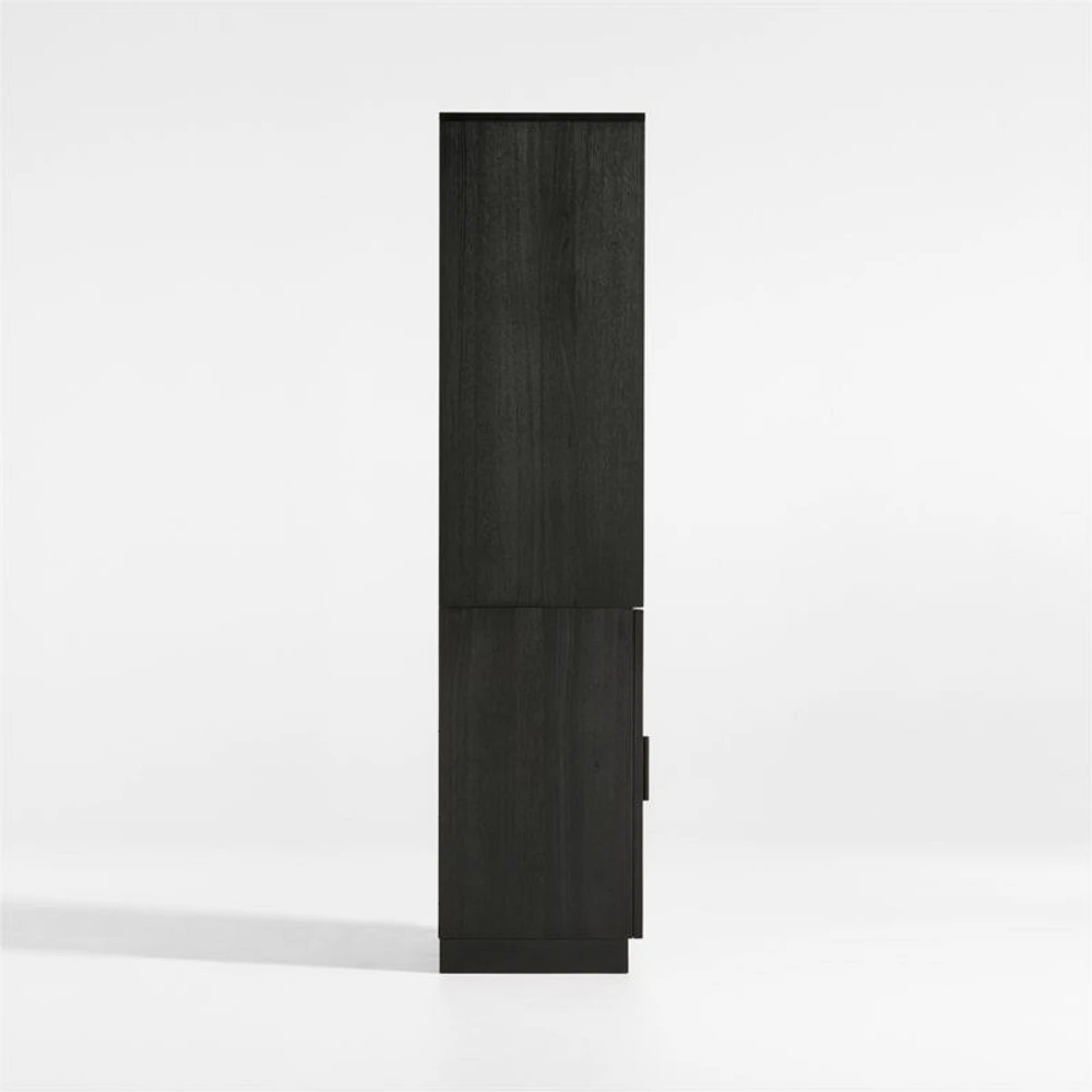 Calypso Black Elm Wood 90" Storage Media Console with 2 Modular Glass-Door Cabinet Bases and 2 Bookshelf Hutches