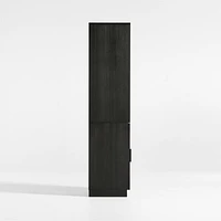 Calypso Black Elm Wood 90" Storage Media Console with 2 Modular Glass-Door Cabinet Bases and 2 Bookshelf Hutches