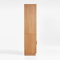 Calypso Natural Elm Wood 90" Storage Media Console with 2 Modular Wood-Door Cabinet Bases and 2 Bookshelf Hutches