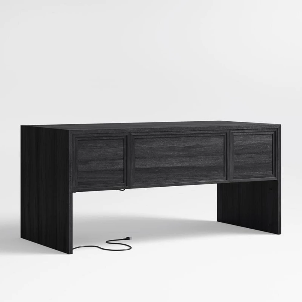 Calypso 64" Black Wood Desk with Outlets
