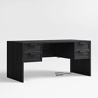 Calypso 64" Black Wood Desk with Outlets
