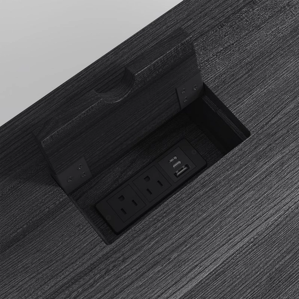 Calypso 64" Black Wood Desk with Outlets