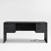 Calypso 64" Black Wood Desk with Outlets