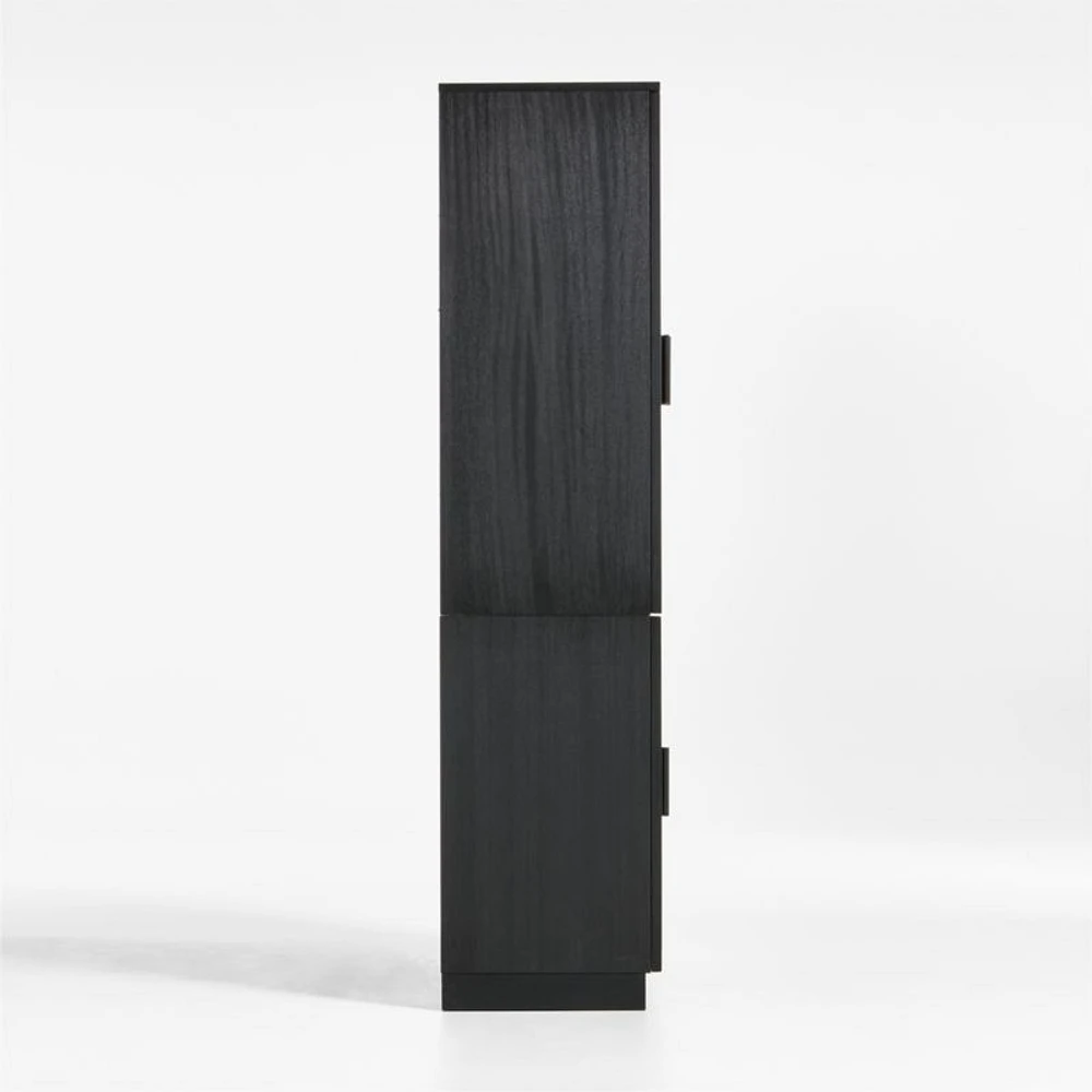 Calypso Black Elm Wood 72" Storage Media Console with 2 Modular Glass-Door Cabinet Bases and 2 Glass-Door Hutches
