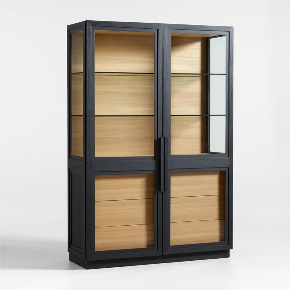 Calypso Large Two-Toned Black Elm Wood Storage Cabinet