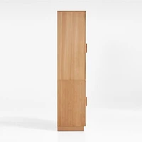 Calypso Natural Elm Wood 90" Storage Media Console with 2 Modular Glass-Door Cabinet Bases and 2 Glass-Door Hutches