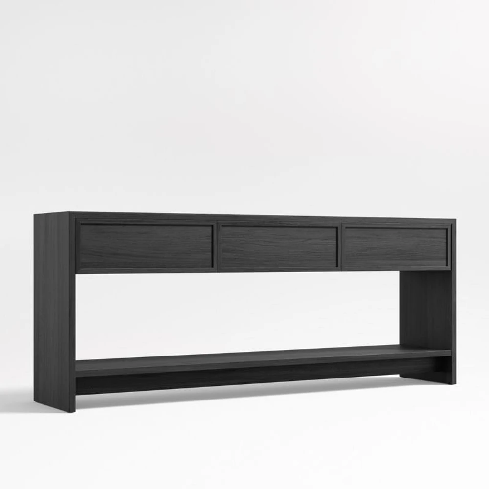 Calypso 72" Rectangular Black Wood Storage Console Table