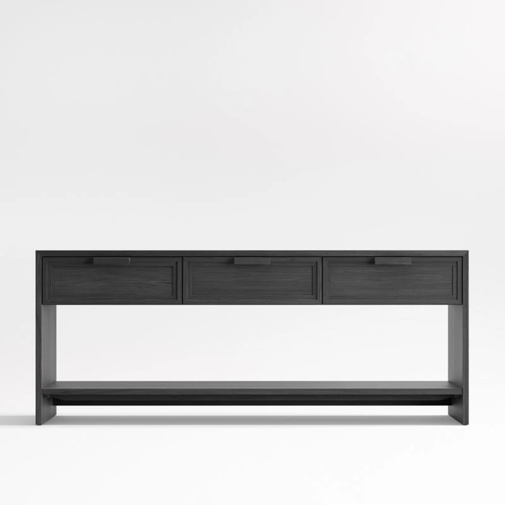 Calypso 72" Rectangular Black Wood Storage Console Table