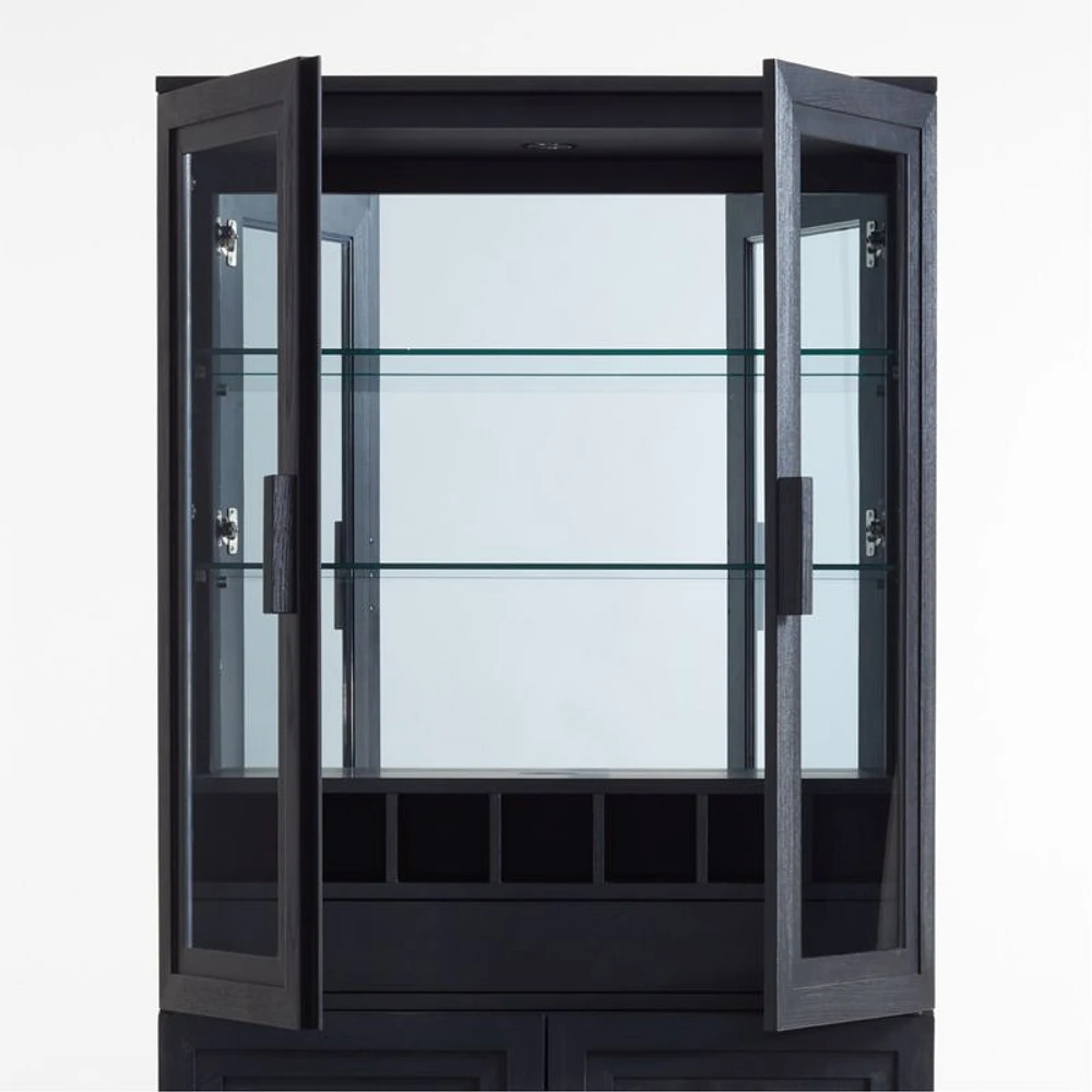 Calypso Black Elm Wood Bar Hutch Cabinet