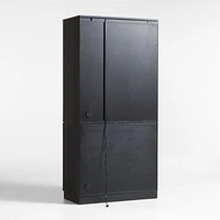 Calypso Black Elm Wood Bar Hutch Cabinet with Wood Door Base