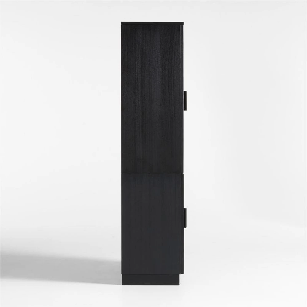 Calypso Black Elm Wood Bar Hutch Cabinet with Wood Door Base