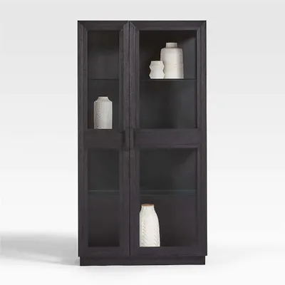 Calypso Glass and Charcoal Ebonized Wood Storage Cabinet