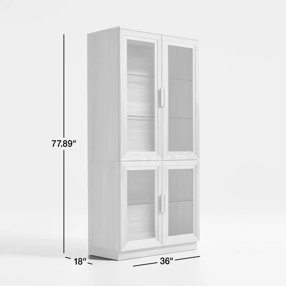 Calypso Natural Modular Elm Wood Glass-Door Storage Bookcase Hutch and Base