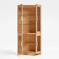 Calypso Natural Modular Elm Wood Glass-Door Storage Bookcase Hutch and Base