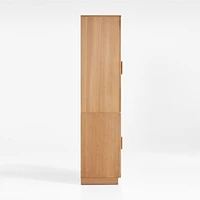 Calypso Natural Modular Elm Wood Glass-Door Storage Bookcase Hutch and Base