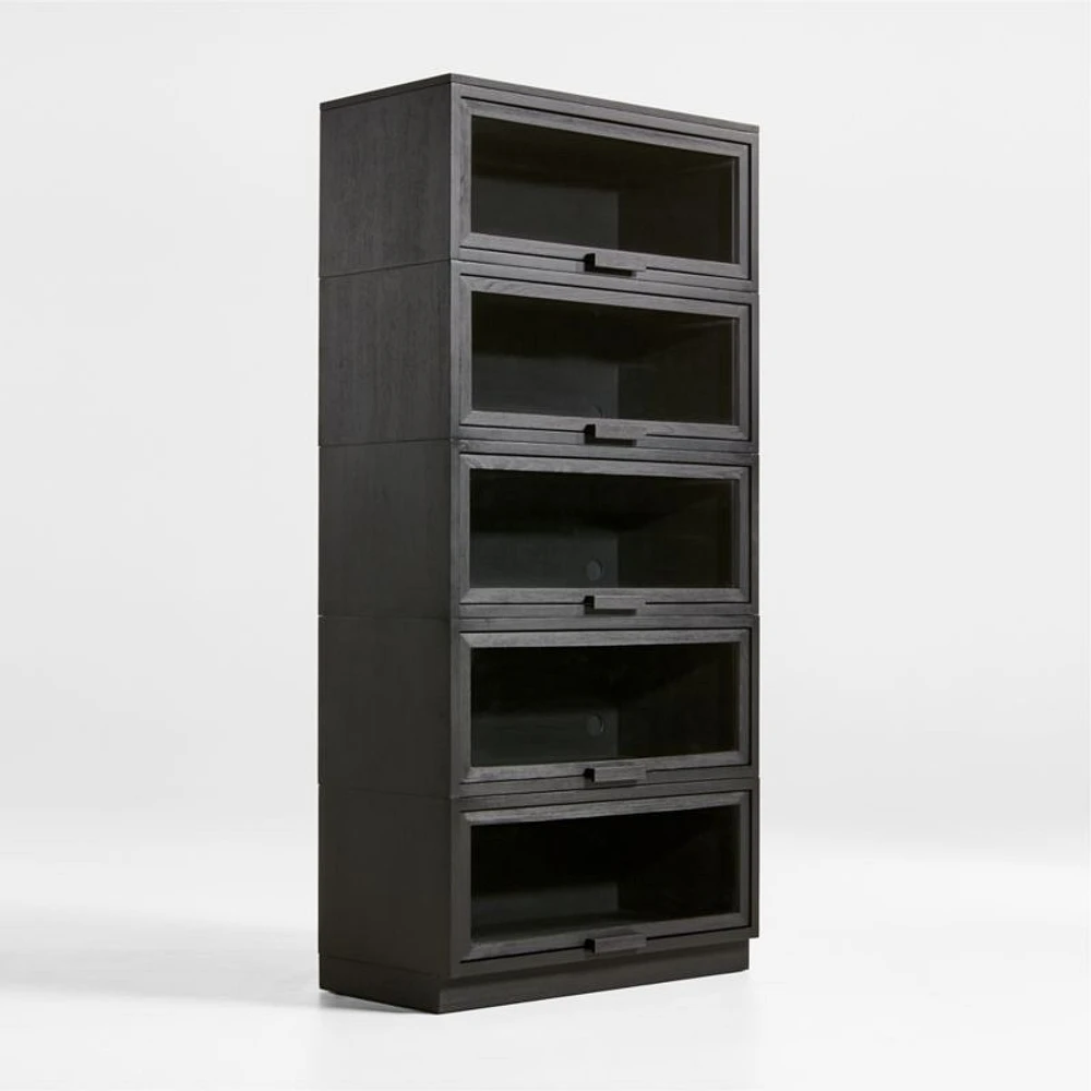 Calypso Black Elm Wood Single Glass-Door Modular Storage Components, Set of 5