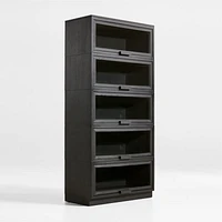 Calypso Black Elm Wood Single Glass-Door Modular Storage Components, Set of 5