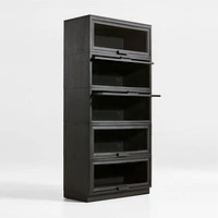 Calypso Black Elm Wood Single Glass-Door Modular Storage Components, Set of 5