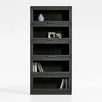 Calypso Black Elm Wood Single Glass-Door Modular Storage Components, Set of 5