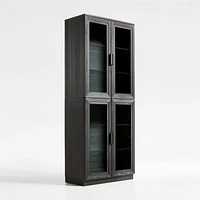 Calypso Black Elm Wood Modular Glass-Door Bookcase Hutches, Set of 2