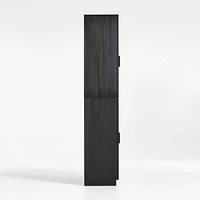 Calypso Black Elm Wood Modular Glass-Door Bookcase Hutches, Set of 2
