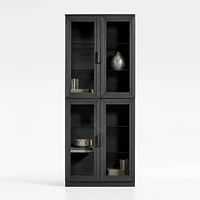Calypso Black Elm Wood Modular Glass-Door Bookcase Hutches, Set of 2