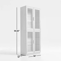 Calypso Natural Elm Wood Modular Glass-Door Bookcase Hutches, Set of 2
