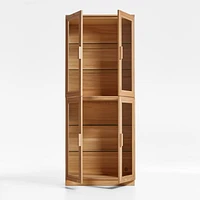 Calypso Natural Elm Wood Modular Glass-Door Bookcase Hutches, Set of 2