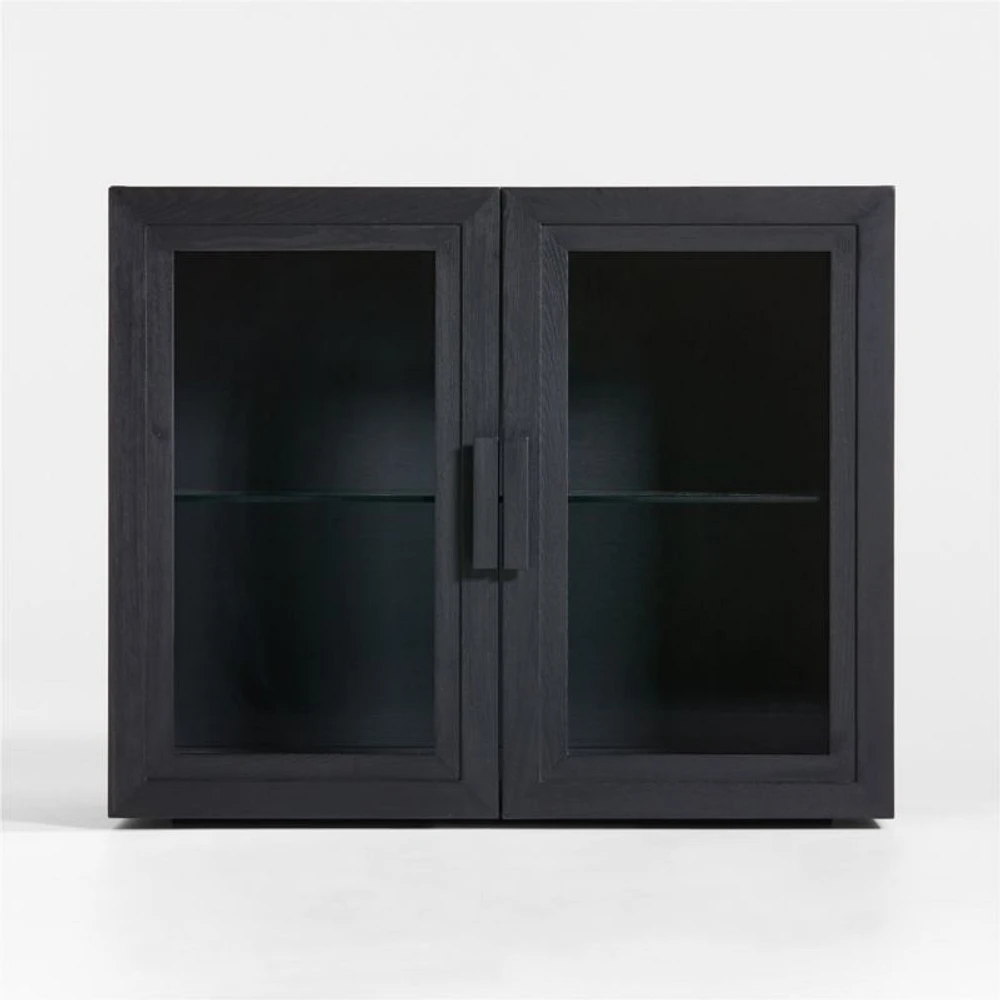 Calypso Black Wood Modular Glass Door Cabinet Base