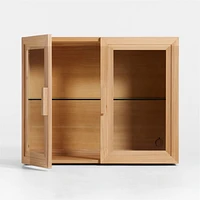 Calypso Natural Elm Wood Modular Glass Door Cabinet Base