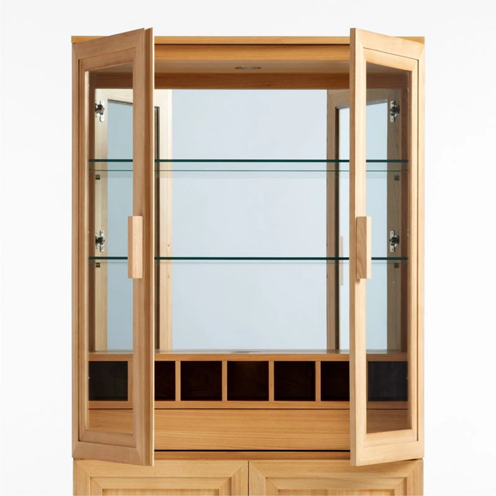 Calypso Natural Elm Wood Bar Hutch Cabinet