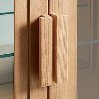 Calypso Natural Elm Wood Bar Hutch Cabinet with Wood Door Base