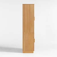 Calypso Natural Elm Wood Bar Hutch Cabinet with Wood Door Base